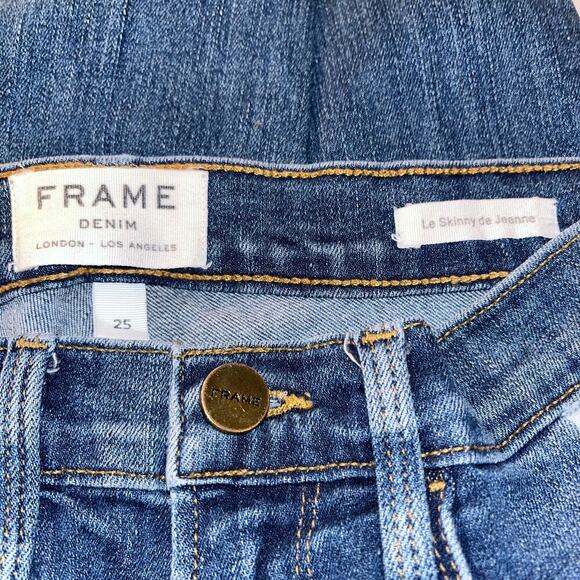 FRAME Le Skinny de Jeanne Distressed Skinny Jeans Hilltop Wash Size 25 - Picture 5 of 7